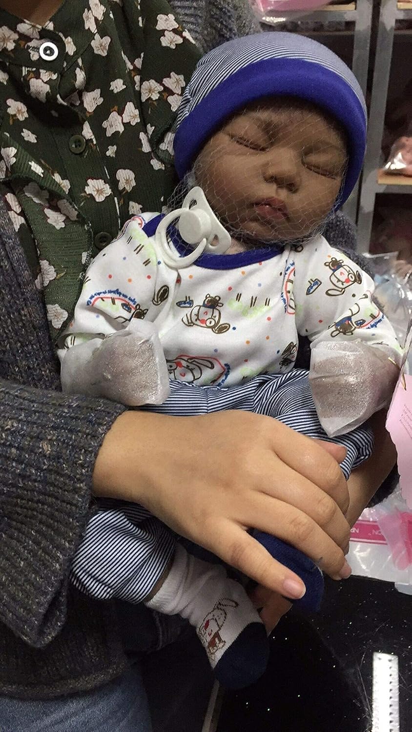 Promo Discount Up To 70% Off Anano Black Reborn Baby Dolls 20 inches Sleep African American Silicone Vinyl Newborn Doll Cute Boy with Pacifier and Bottle