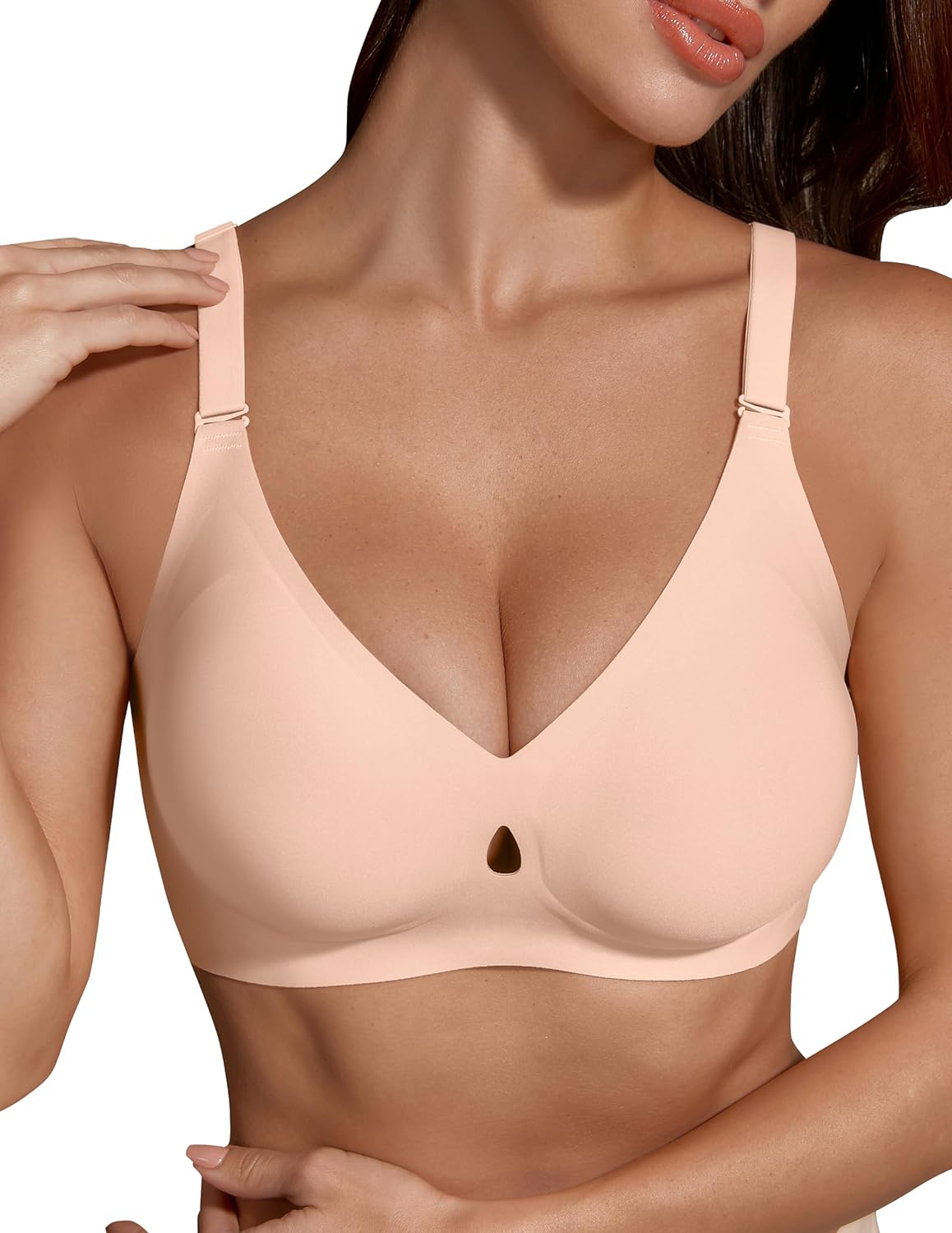 Maywind Jelly Bras for Women Push Up Wireless Deep V Seamless T-Shirt Bra, Jelly Wireless Push Up Bra Comfortable Supportive