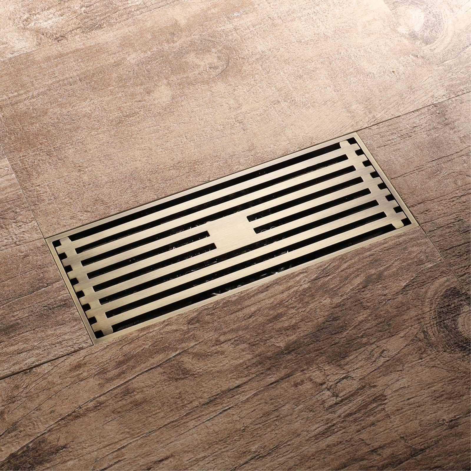 Scarico Doccia a Pavimento Acciaio Inossidabile Piletta Doccia Rettangolo Piletta da Pavimento Rimovibile Scarico a Pavimento Bronzo Scarico del Pavimento 200 * 82mm Adatto per Balcone