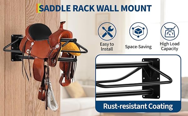 Garvee Support peinture murale double rembourré pour selle – Acier carbone robuste – Idéal écurie, sellerie – Rangement pour selles anglaises/western, équipements, couvertures – Lot de 6 - 2