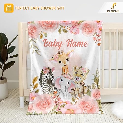 Miniatura 9 de FLOCHIL Mantas de bebé personalizadas, manta de bebé personalizada  Manta de bebé con nombre para niñas, el mejor regalo para bebé, forro polar de