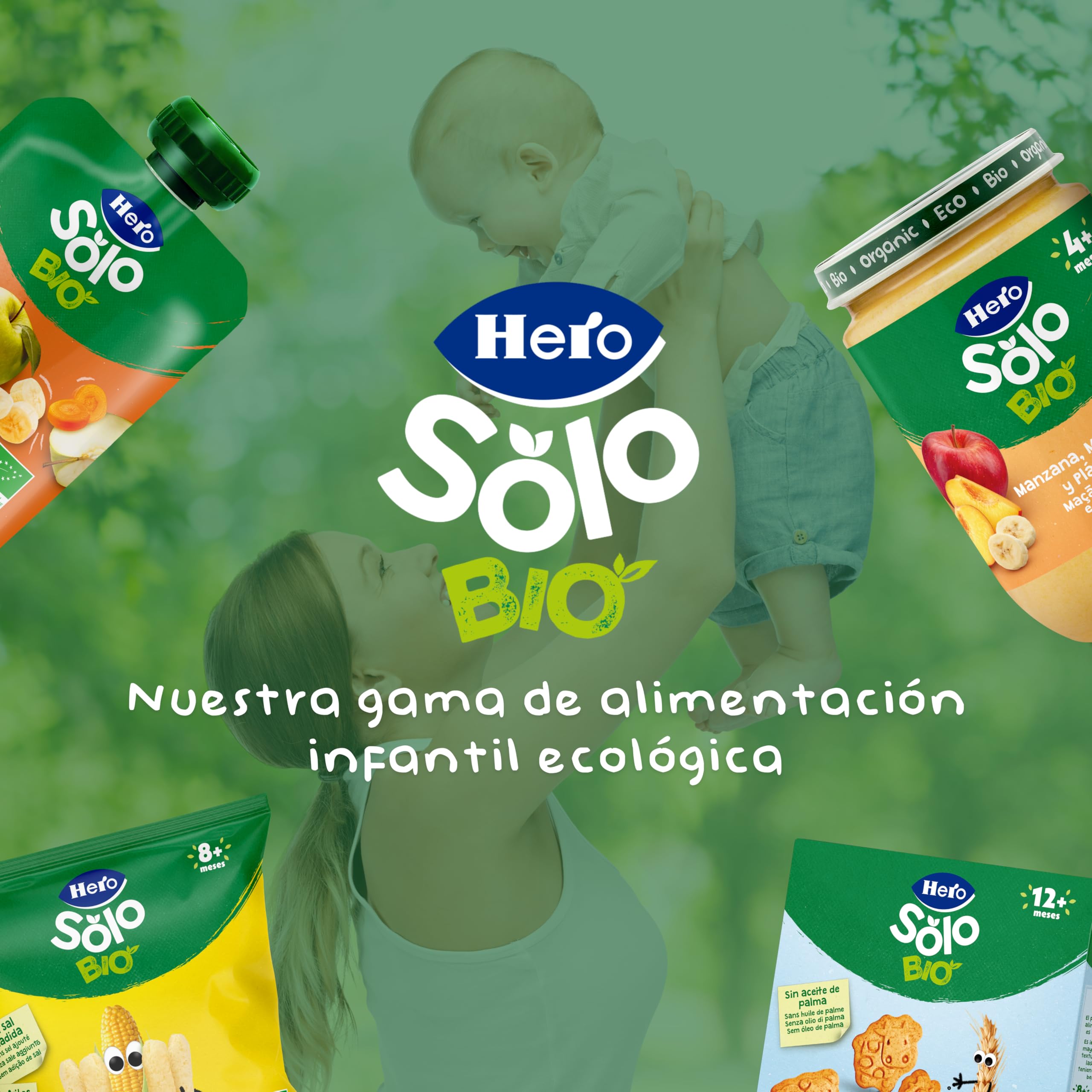 Hero Solo Bio Snack Infantil Ecológico Puffs de Maíz Avena y Plátano 25g x 5uds