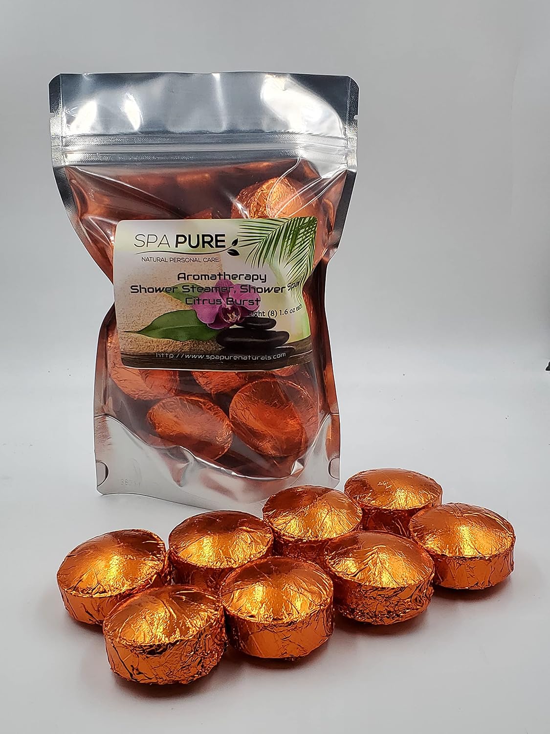 Citrus Burst Aromatherapy Shower Bombs: Tablets, Steamers, 100% Natural/Organic Essential Oils (8 Count) Pack of 1