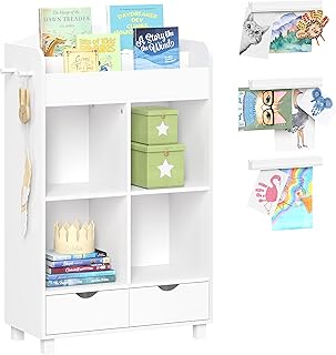 RiverRidge White Book Nook Kids Cubby Storage Cabinet with Bookrack with a 3-Pack Magnetic Art Bar