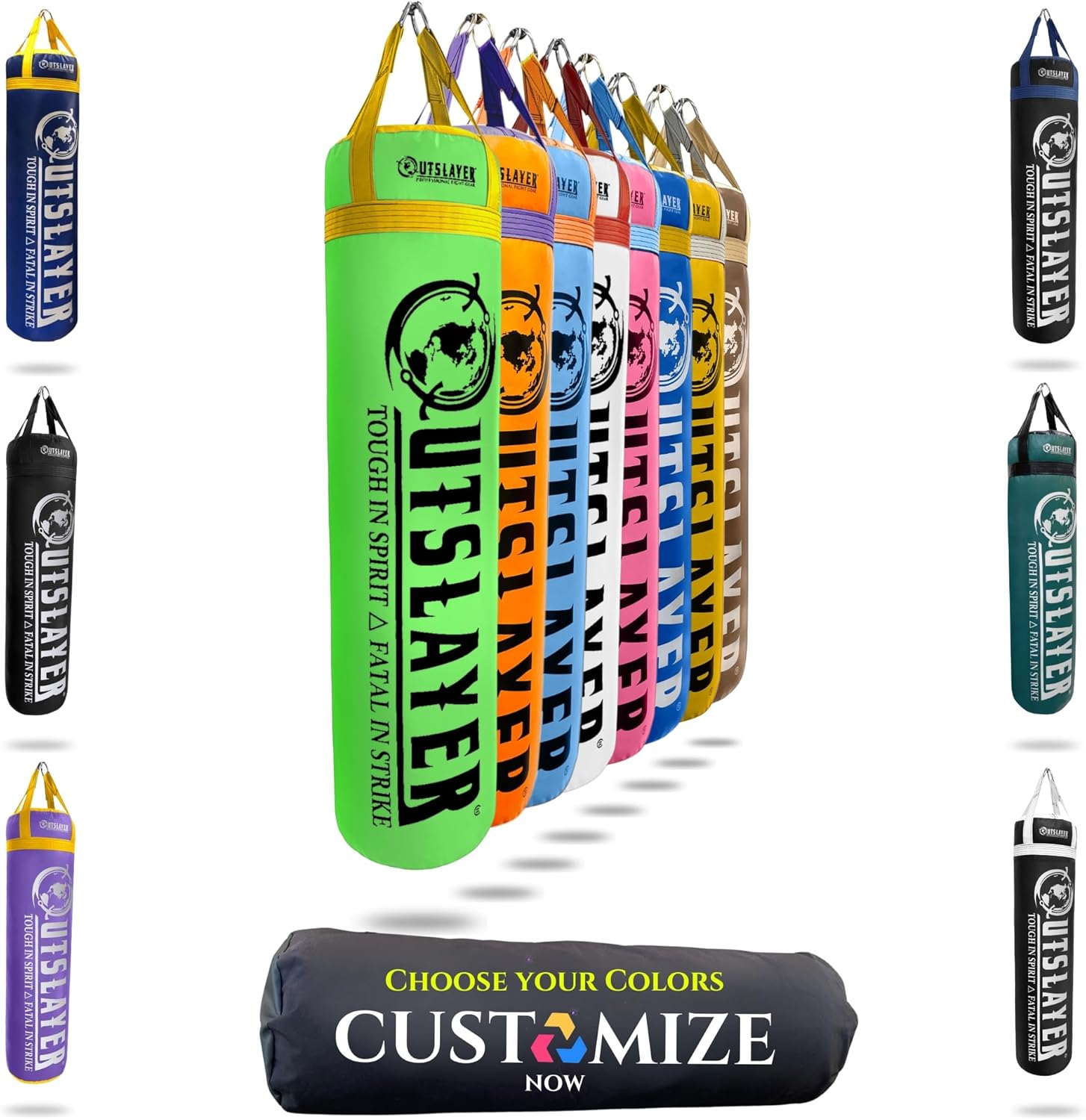 Outslayer 100 lbs Filled Heavy Bag | Custom Colors for Boxing, Kickboxing, Taekwondo & MMA Training | Made in USA