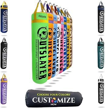 Outslayer 100 lbs Filled Heavy Bag | Custom Colors for Boxing, Kickboxing, Taekwondo & MMA Training | Made in USA