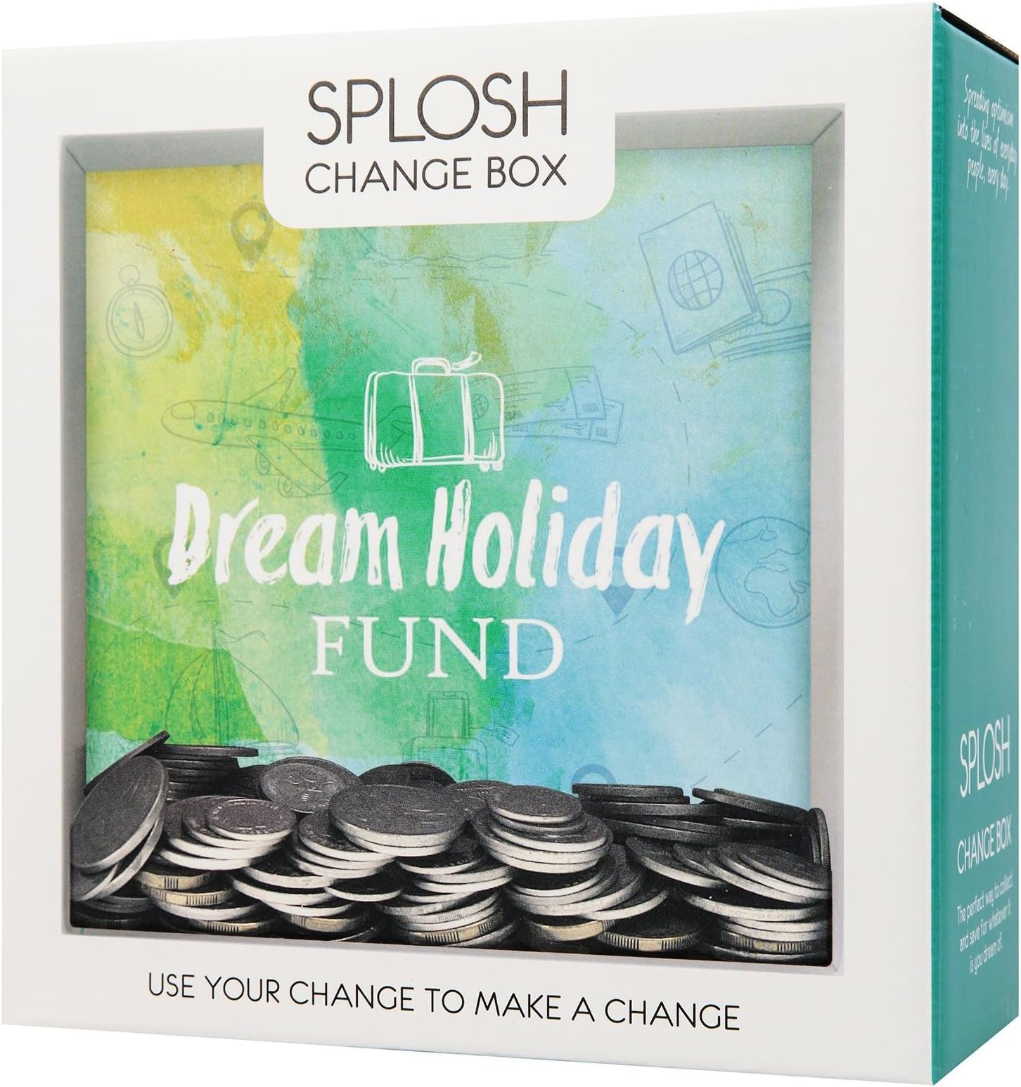 SploshChange Box Coin Money Savings Fund Jar Container for Dream Fulfillment (Saving for My Dream Holiday)