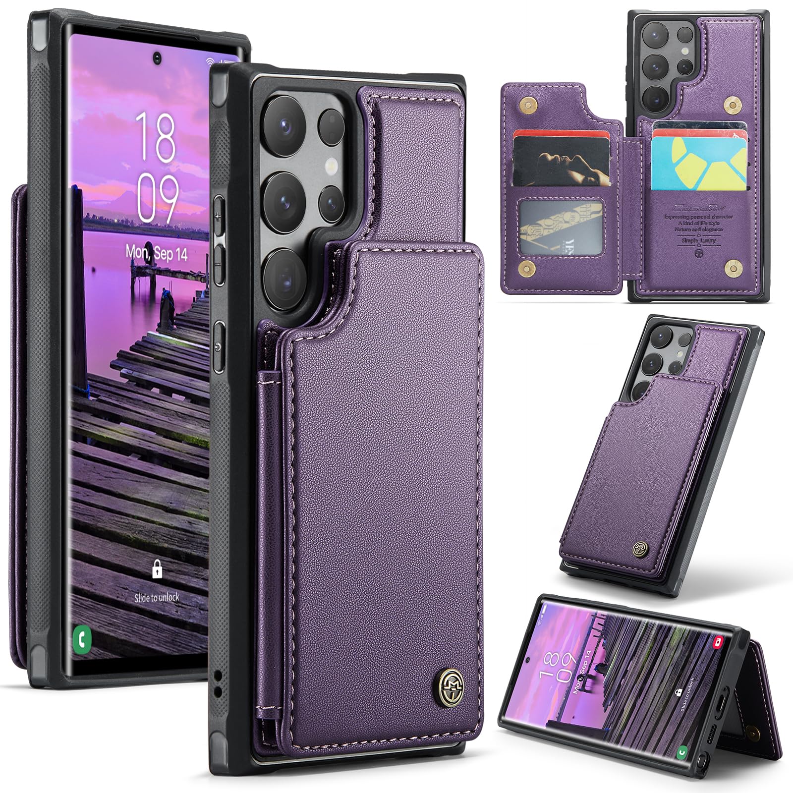 Bemal for Samsung Galaxy S25 Ultra Wallet Case with Card Holder, RFID Blocking, Shockproof Leather Kickstand for Men and W...