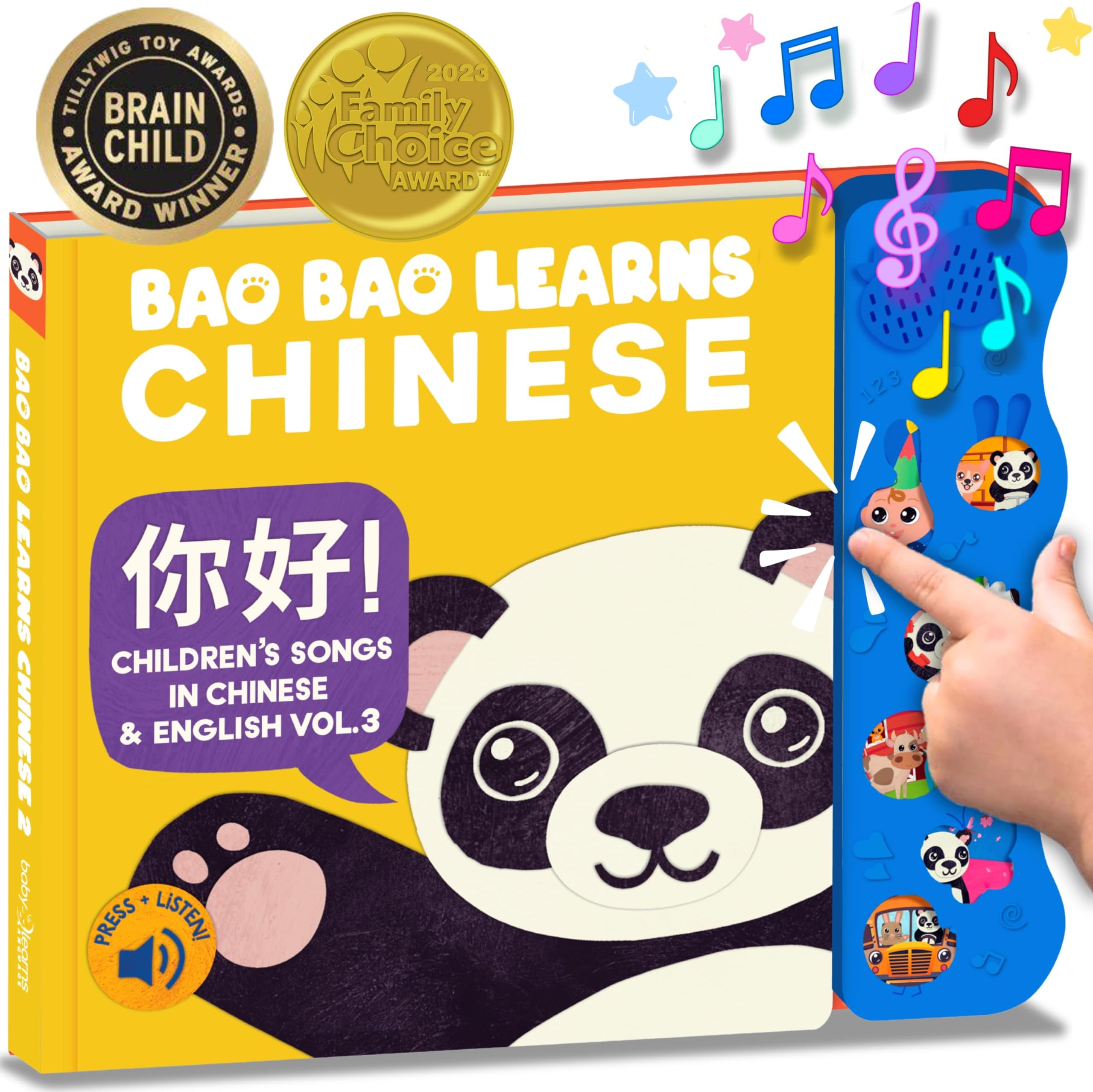 Vol. 3 — Interactive Sound Book for Toddlers 1-3, Bilingual English Mandarin Songs & Music, Talking Board Book, Musical Toy Gift for Babies & Kids