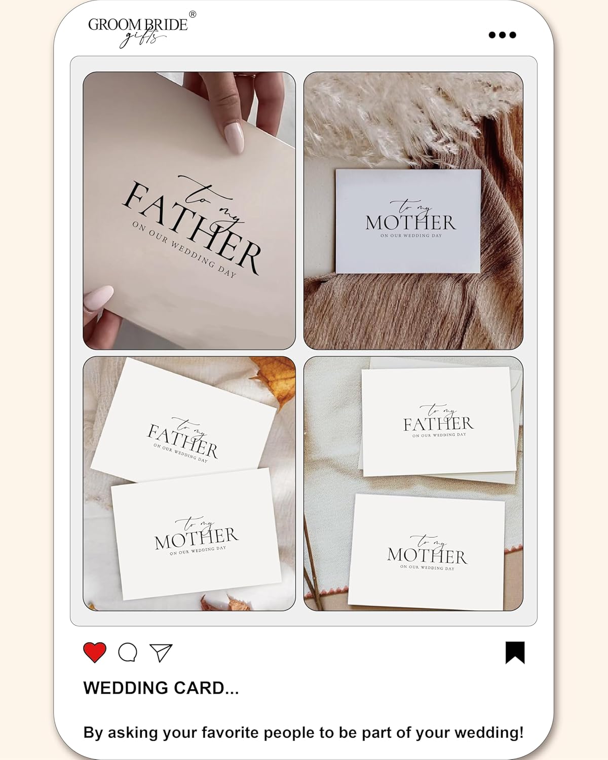 Set of 2 Wedding Day Card for Parents, Parents Of The Bride/Groom Gifts, To My Father On Our Wedding Day, To My Mother On Our Wedding Day. (Father/Mother A) - Image 3