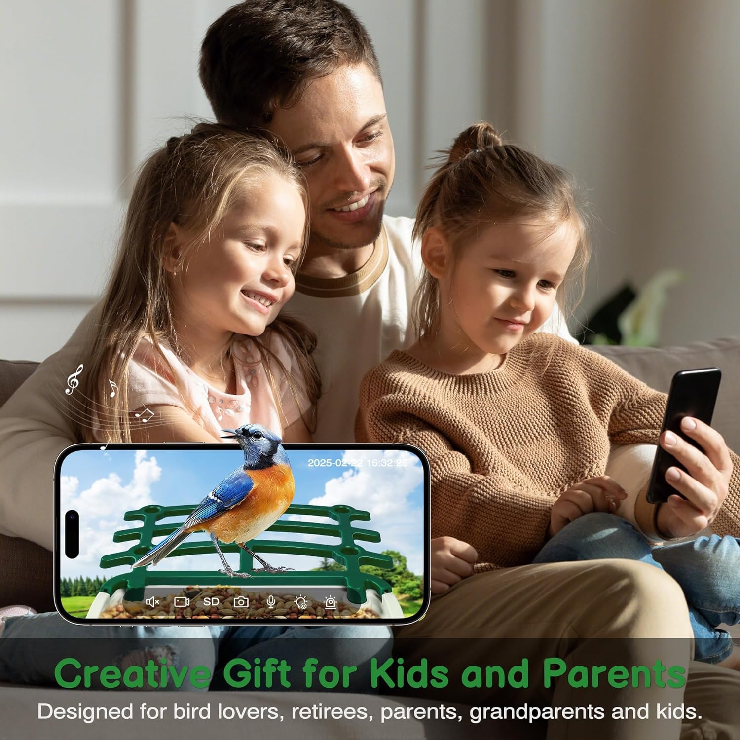 Smart Bird Feeder with Camera, Birds Feeders for Outdoors with AI Identify Species Solar Panel, Smart Bird House with Live View, Ideal Gift for Family and Birds Lovers, Green