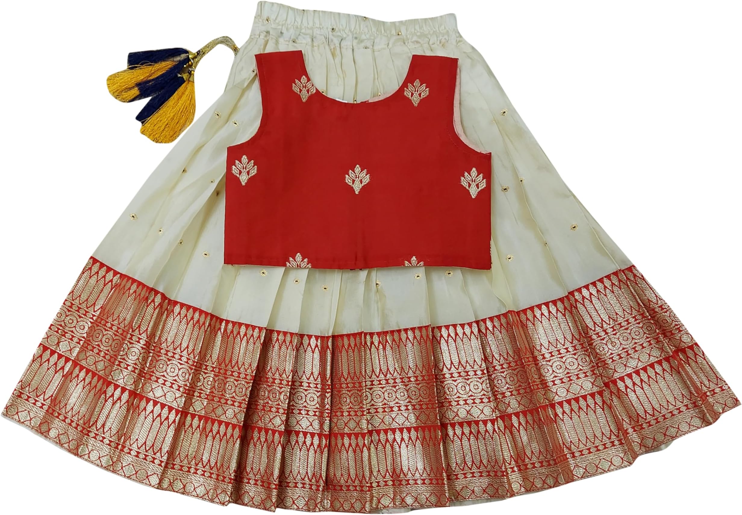 FELIZ THE DESIGNER STUDIO Baby Girl's Readymade South Indian Pattu Pavadai Lehenga Choli For Kid's