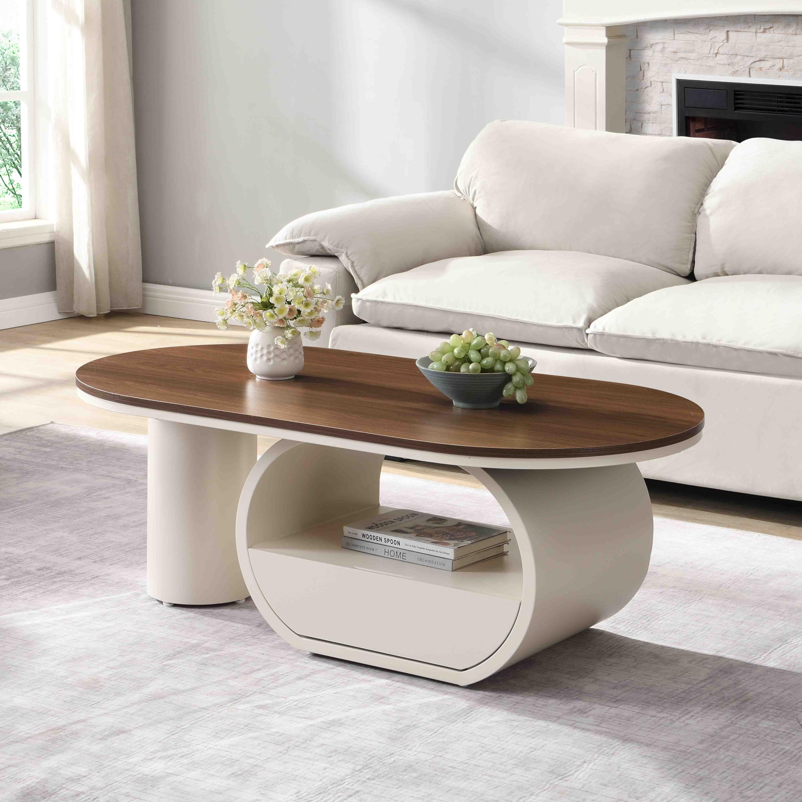 Amazon.com: Luxury 47.24'' Oval Coffee Table, Modern Coffee Table