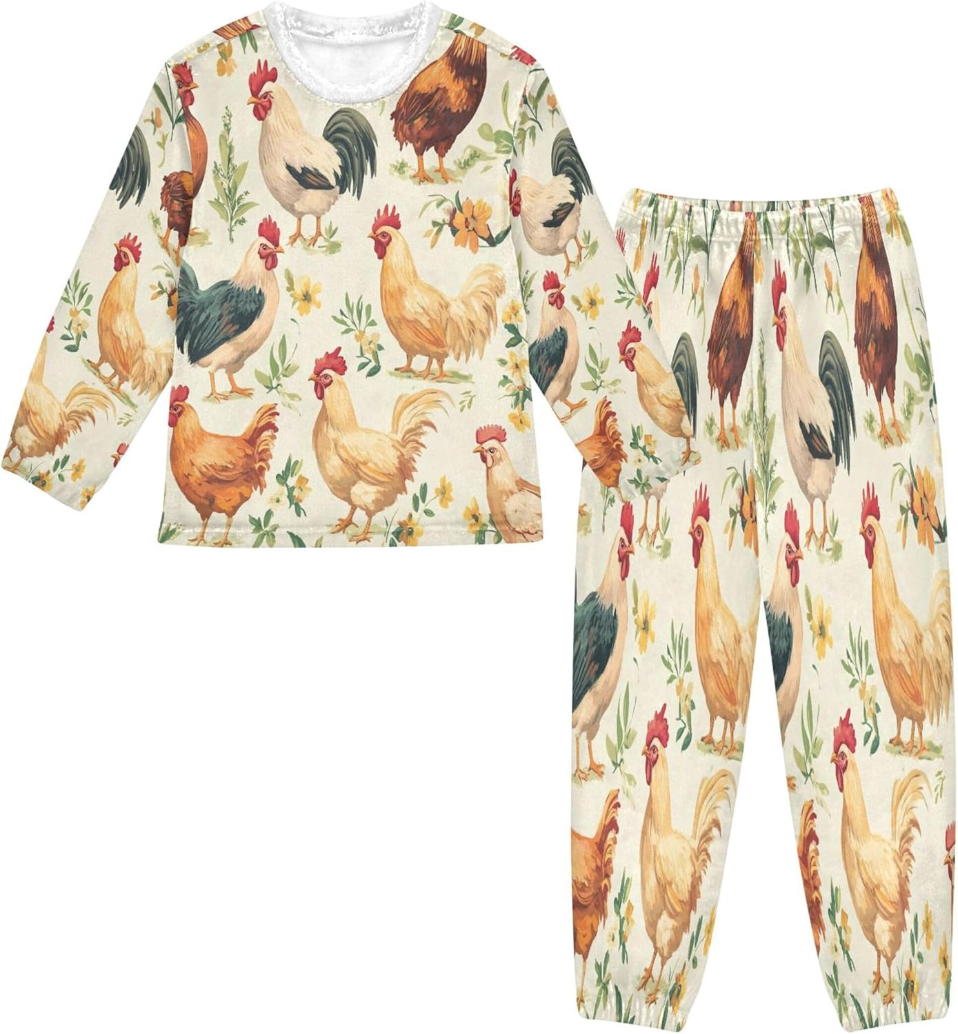 Fleece Pajama Sets Long Sleeve Top with Pants Soft Sleepwear 2 Piece Pjs Set