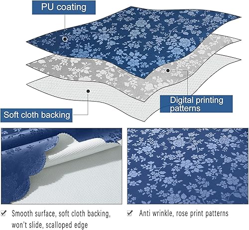 Miniatura 5 de Jeloris Mantel de vinilo impermeable, mantel rectangular de plástico pesado, mantel de vinilo lavable a prueba de derrames, a prueba de aceite, para