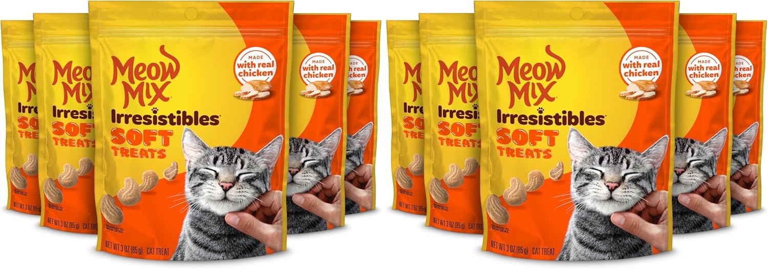 Meow Mix Irresistibles Soft Cat Treats Made With Real Salmon, 12 Oz. Pouch (Pack of 5)