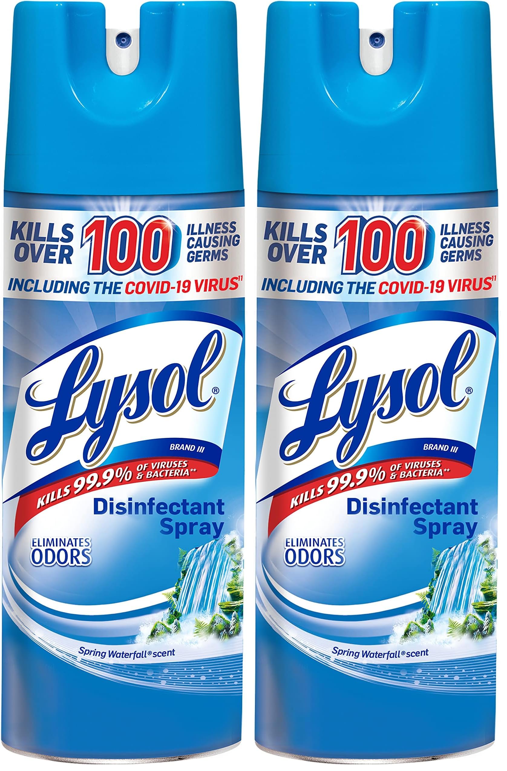 Disinfectant Spray, Sanitizing and Antibacterial Spray, For Disinfecting and Deodorizing, Spring Waterfall, 12.5 Fl Oz, (Packaging May Vary) (Pack of 2)
