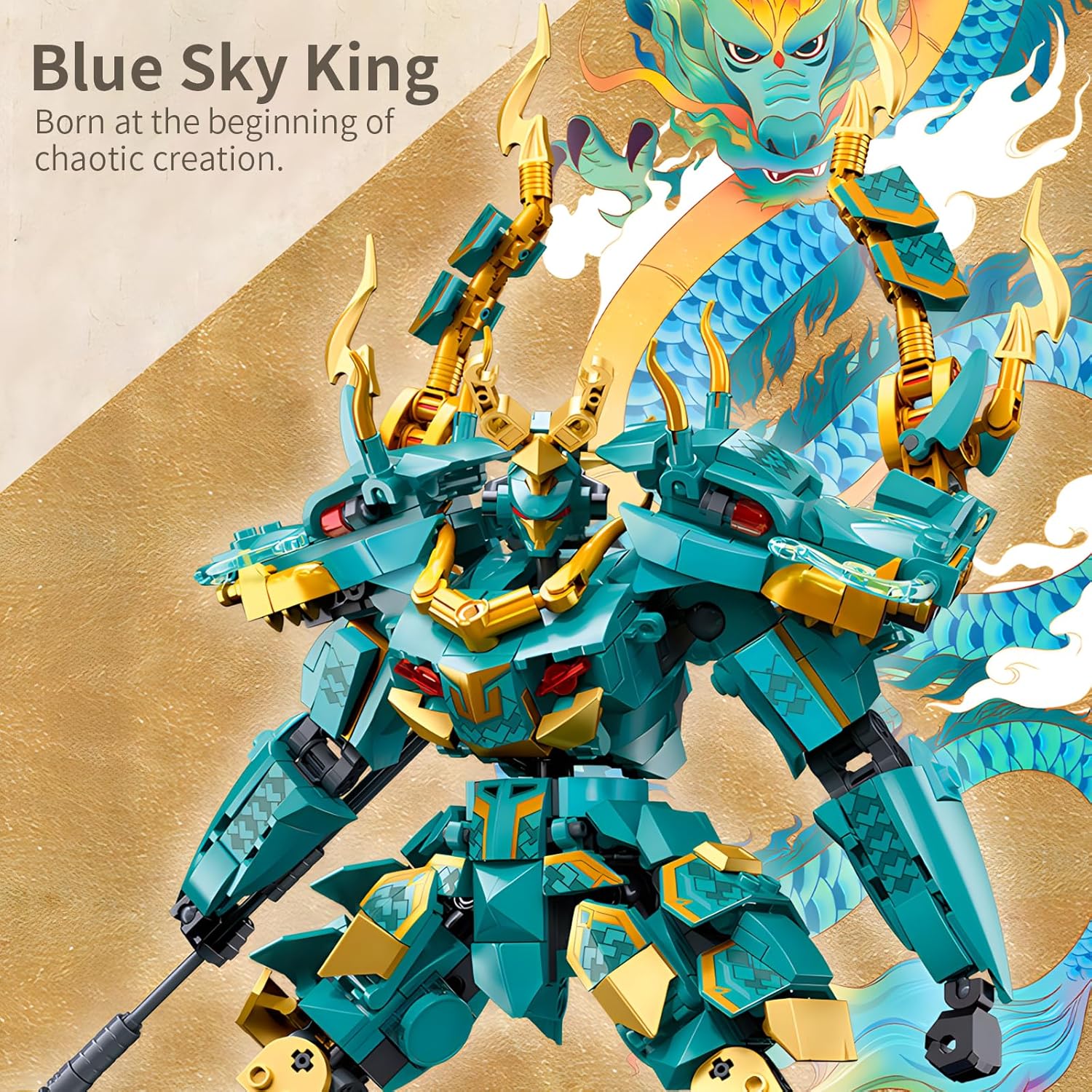 CSNRHG Green Dargon Samurai mech Robot with Long Spear Model Building Blocks Toy Set Mythical Birthday for Age 8+ Children Adults Teens 704 Pieces