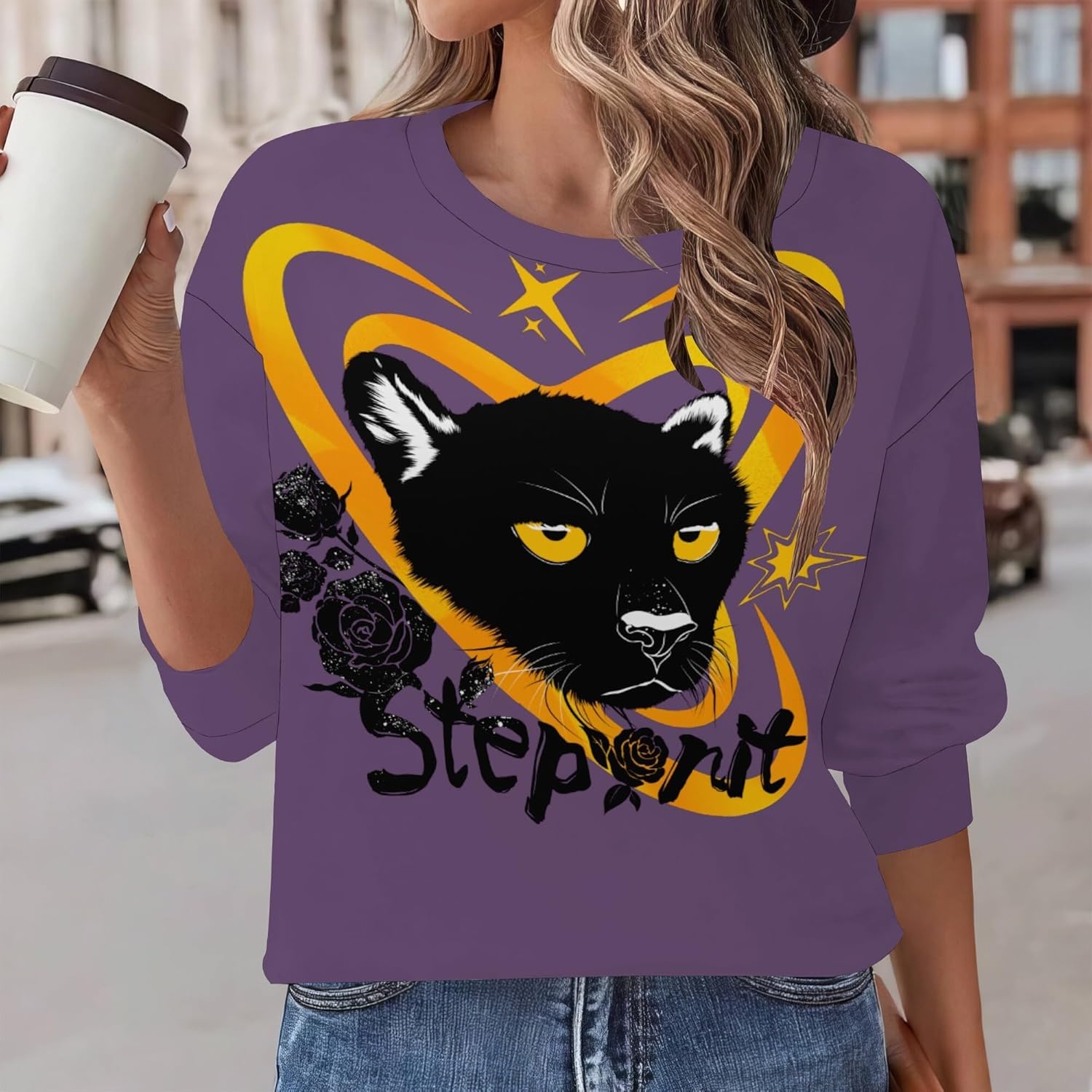 Funny Animals Graphic Women'S Crewneck Sweatshirt Long Sleeve Sweatshirt Casual Pullover Fall Fashion Clothes - Image 2