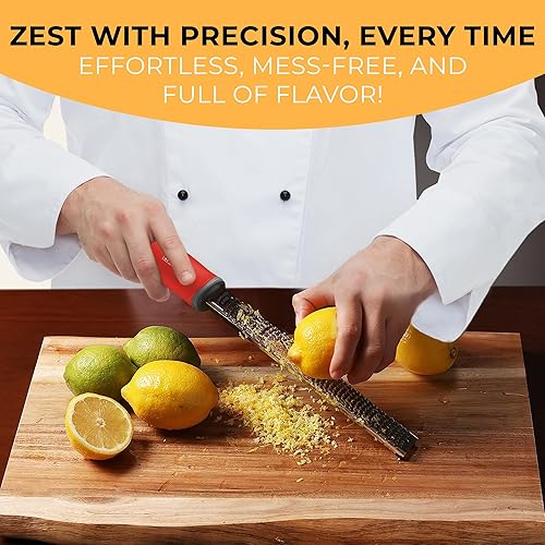 Miniatura 3 de Orblue Rallador de limón y queso, rallador de cítricos de alta calidad, rallador de cocina para parmesano, chocolate, frutas, verduras, jengibre,