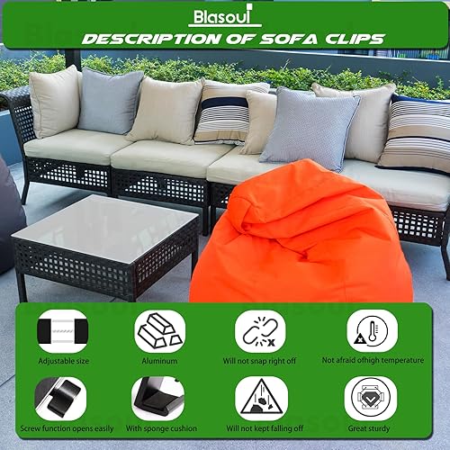 Miniatura 8 de Clips universales de alta resistencia para muebles de patio de mimbre, sistema de bloqueo antiseparación para sofá seccional, asegura tubos