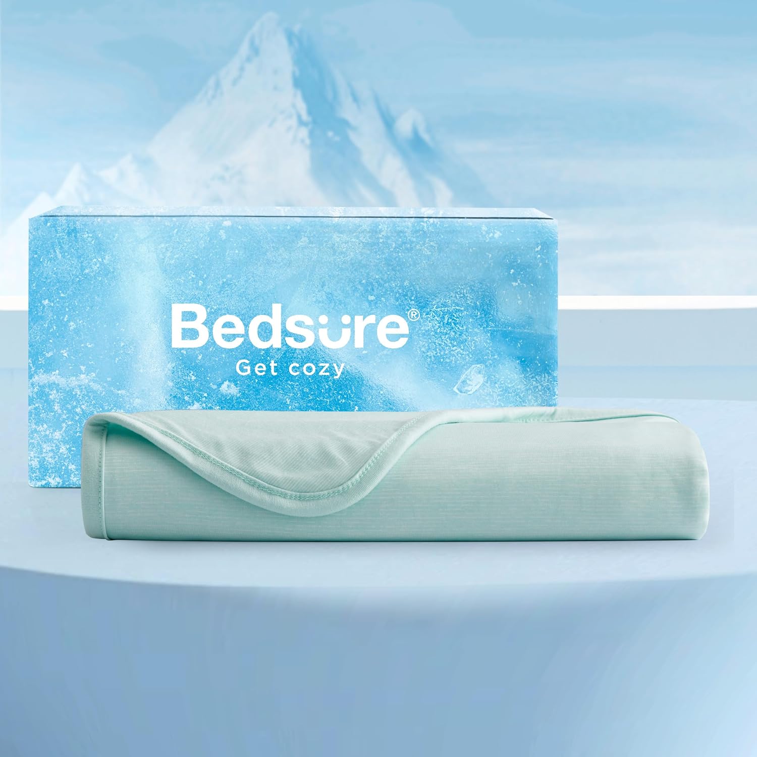 Bedsure Green Cooling Blanket Queen Size for Hot Sleepers - Summer Cold Blanket for Queen Size Bed with Rayon Derived from Bamboo, Ice Cool Cold Arc-Chill Thin Summer Bedding Essentials, 90x90