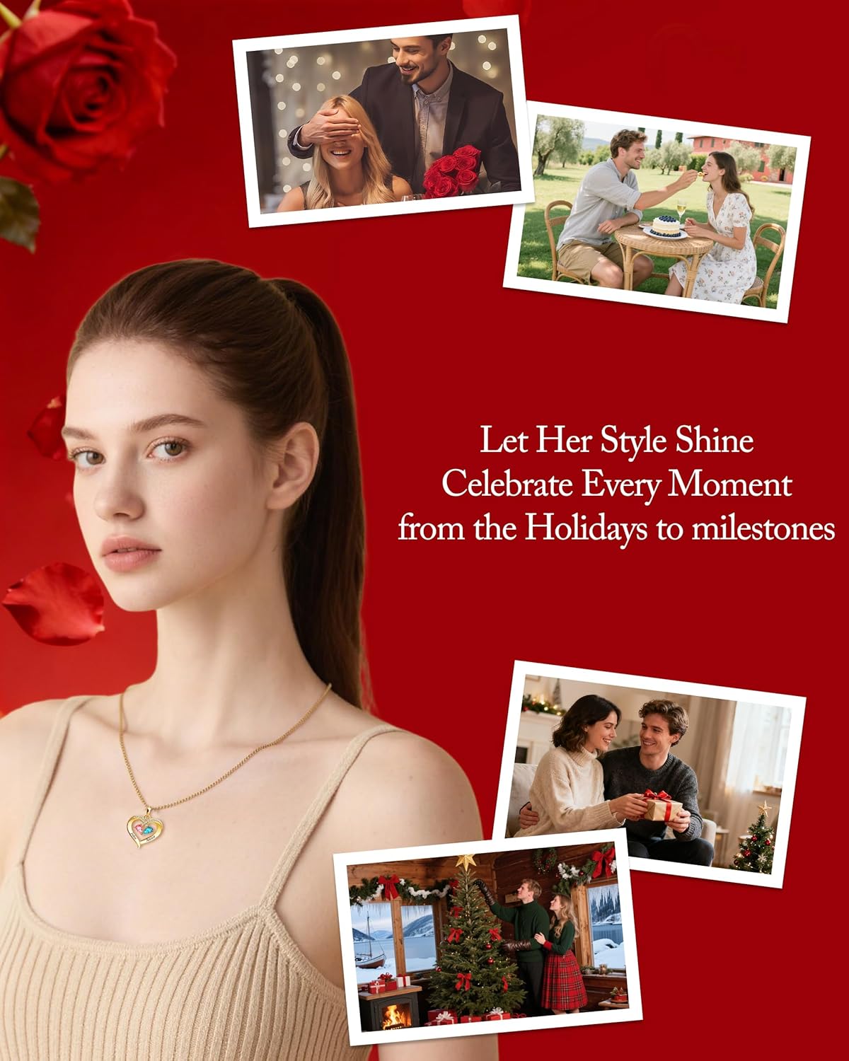 ziella Preserved Real Rose-Eternal Flowers Rose with I Love You Necklace,Birthstone Necklace Romantic Gift for Wife on Valentine's Day, Birthday, Anniversary(You're The Love of My Life, Gold) - Image 5