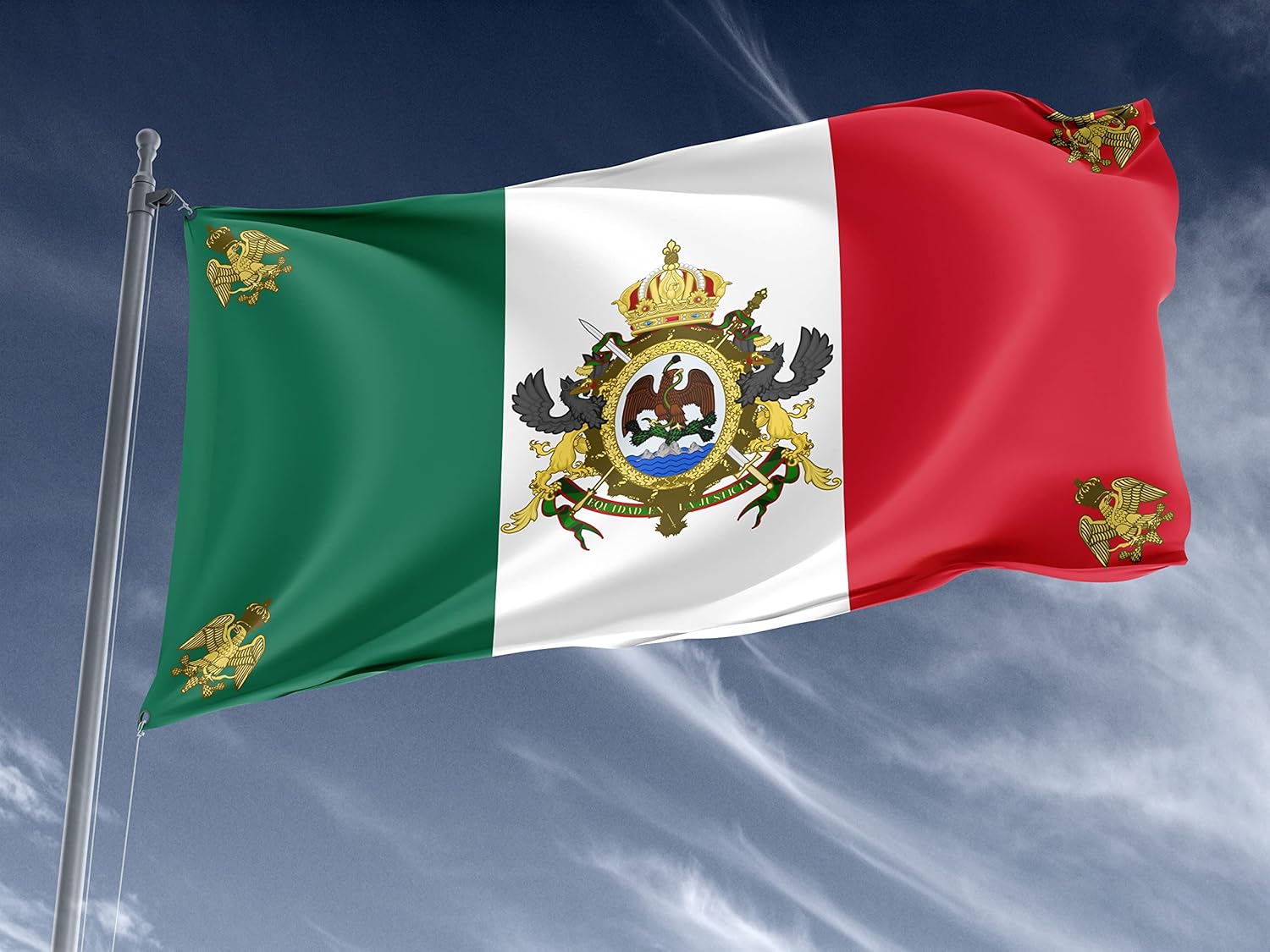 Second Mexican Empire Flag, Unique Design Print, Flags for Indoor & Outdoor Use, Durable Stitching, Bright Colours, Reinforced Fabric, Size - 3x5Ft / 90x150cm