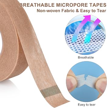10 Rolls Nose Tape for Rhinoplasty Shaping Nose Bandage Micropore Thinoplasty Tape Hypoallergenic Medical Paper Tape for Wound Care Cosmetic (0.5 in x 10 Yd 5 Rolls White 5 Rolls Beige)