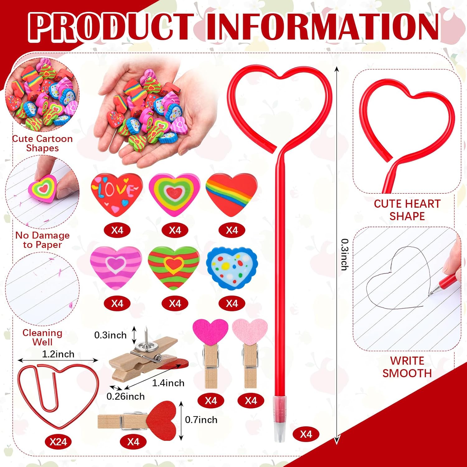 111 pcs valentine's day teacher appreciation gifts set plastic tumblers bookmark clips erasers pin with clips pin highlighter pen sticky notes bow for valentines thank you teacher gifts