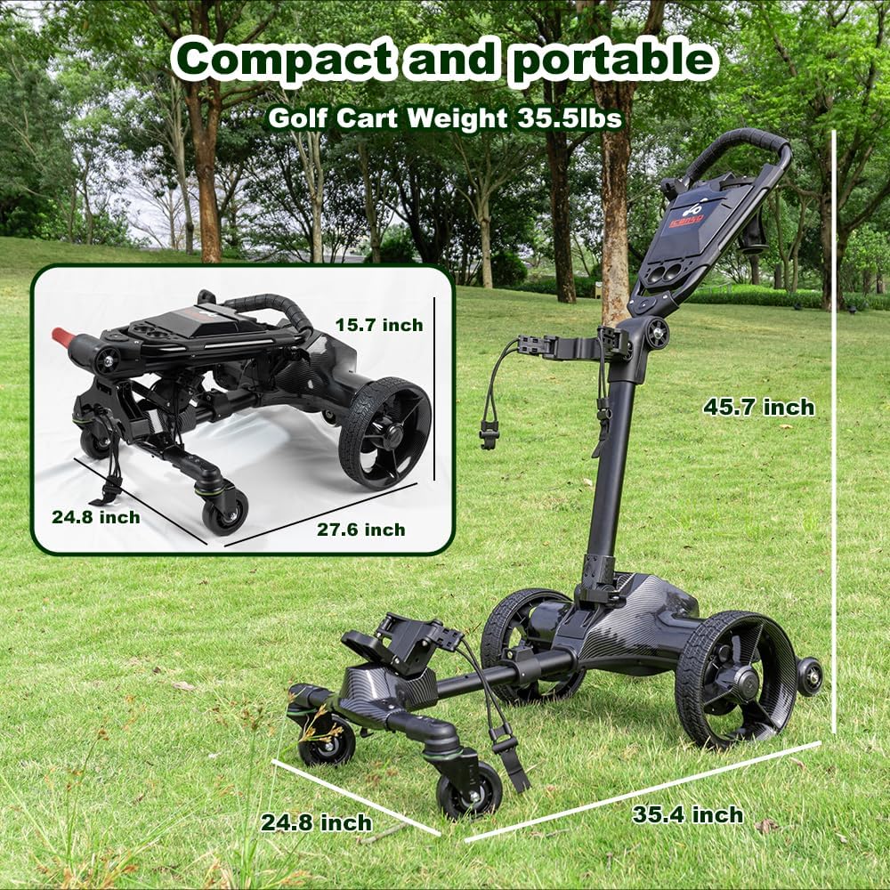G3 Electric Golf cart,Electric Golf Push Cart Auto Follow You, 45 Holes Battery,Remote/APP/Manual Control,Anti-Tipping,Electric Golf Push cart with Remote,Umbrella,& Phone Holder