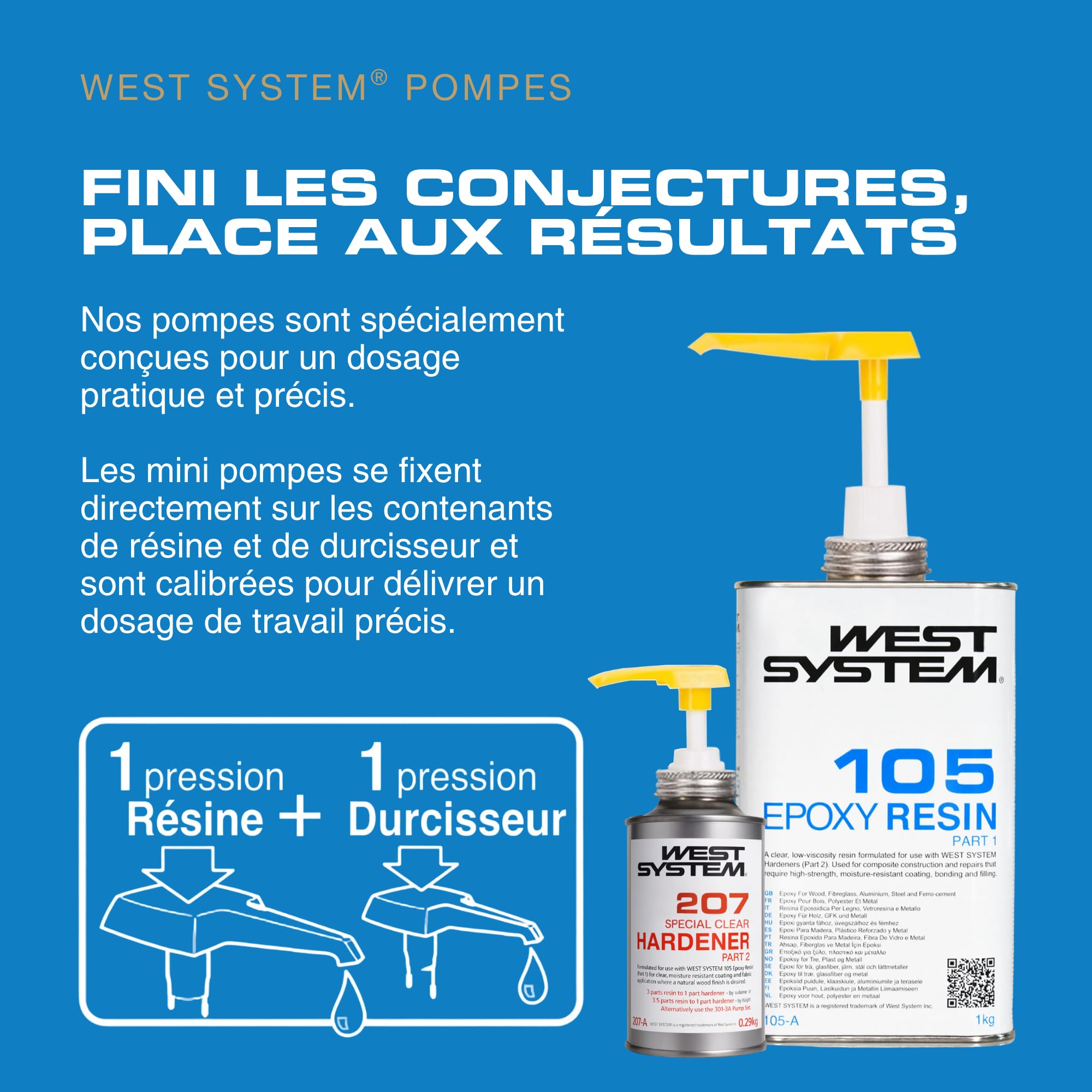 WEST SYSTEM 105/207 Résine époxy et durcisseur (pack de 1) - Époxy de qualité marine pour bois, métal et fibre de verre, convient à une utilisation extérieure - Pour les surfaces en polyester