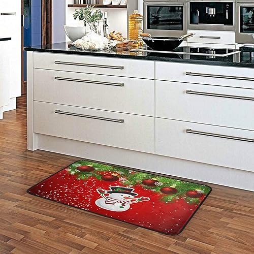 Miniatura 10 de Alfombra de Navidad para cocina, patrón rojo con copos de nieve, flores, tapete de baño, alfombras antideslizantes para baño, cocina, interiores, 39
