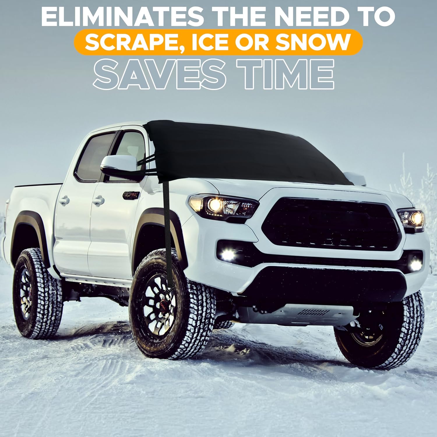 EcoNour Snow Cover for Toyota Tacoma | Heavy-Duty Windshield Cover for Ice and Snow Protection | 600D Oxford Winter Car Cover with S-Hook Straps