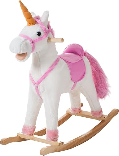 Mecedora Happy Trails de felpa con forma de animal, Blanco y rosa (White and Pink)