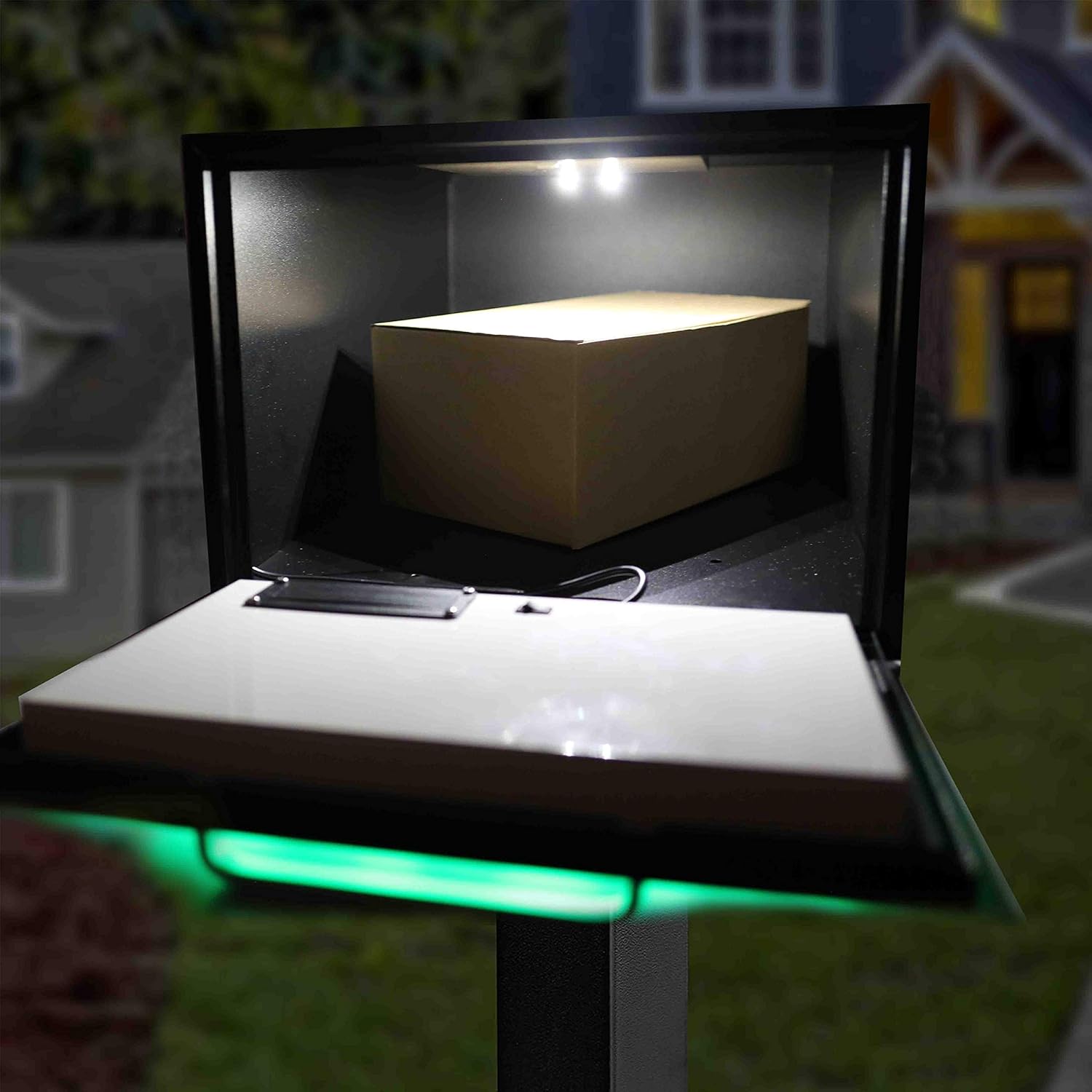 Get Special Price Black Post Mount Mailbox - 2 Lighting Modes Solar House Numbers Light Large Capacity Infrared Sensor Illuminated at Night - Iron Address Numbers Mail Box Outdoor