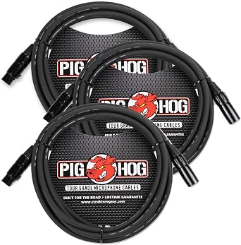 Pig Hog PHM10 8mm Tour Grade Mic Cable, XLR 10ft - 3-pack