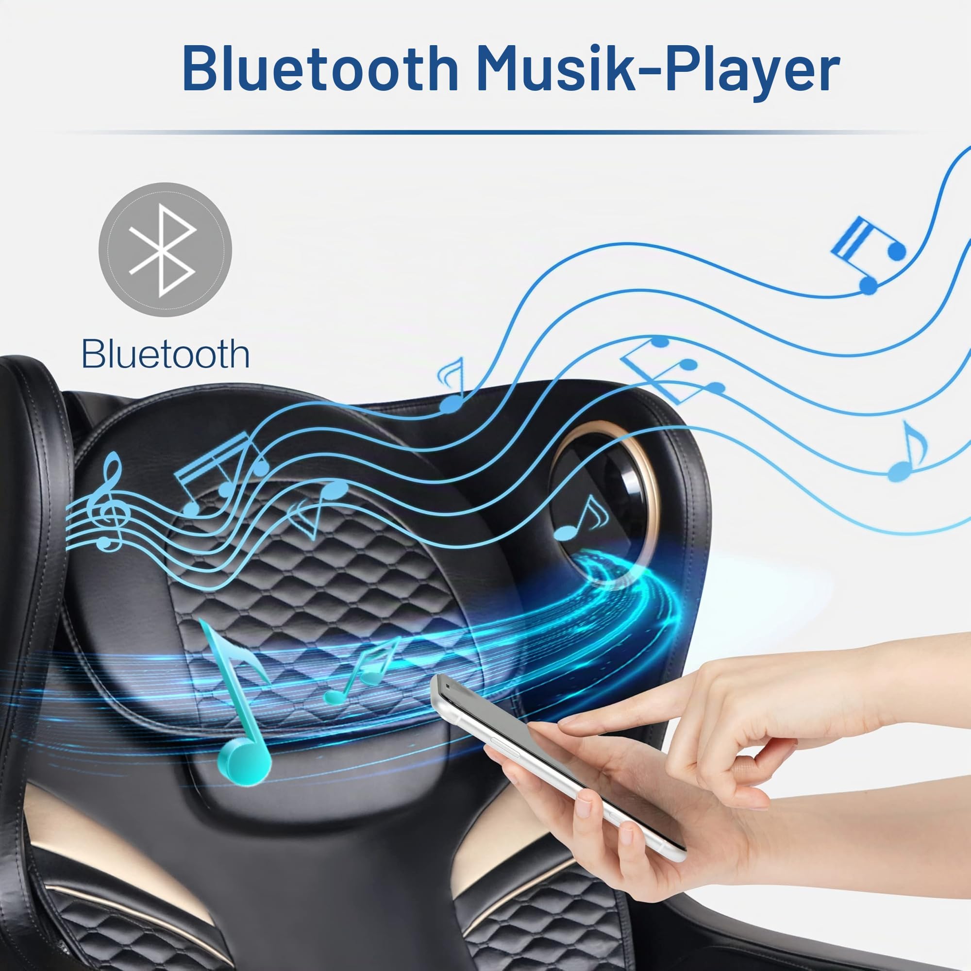 Rotai Massagesessel 3D Massagestuhl mit SL-Schiene Elektrischer Fernsehsessel Kleiner Massagesessel mit Automatikprogramme-USB, Bluetooth