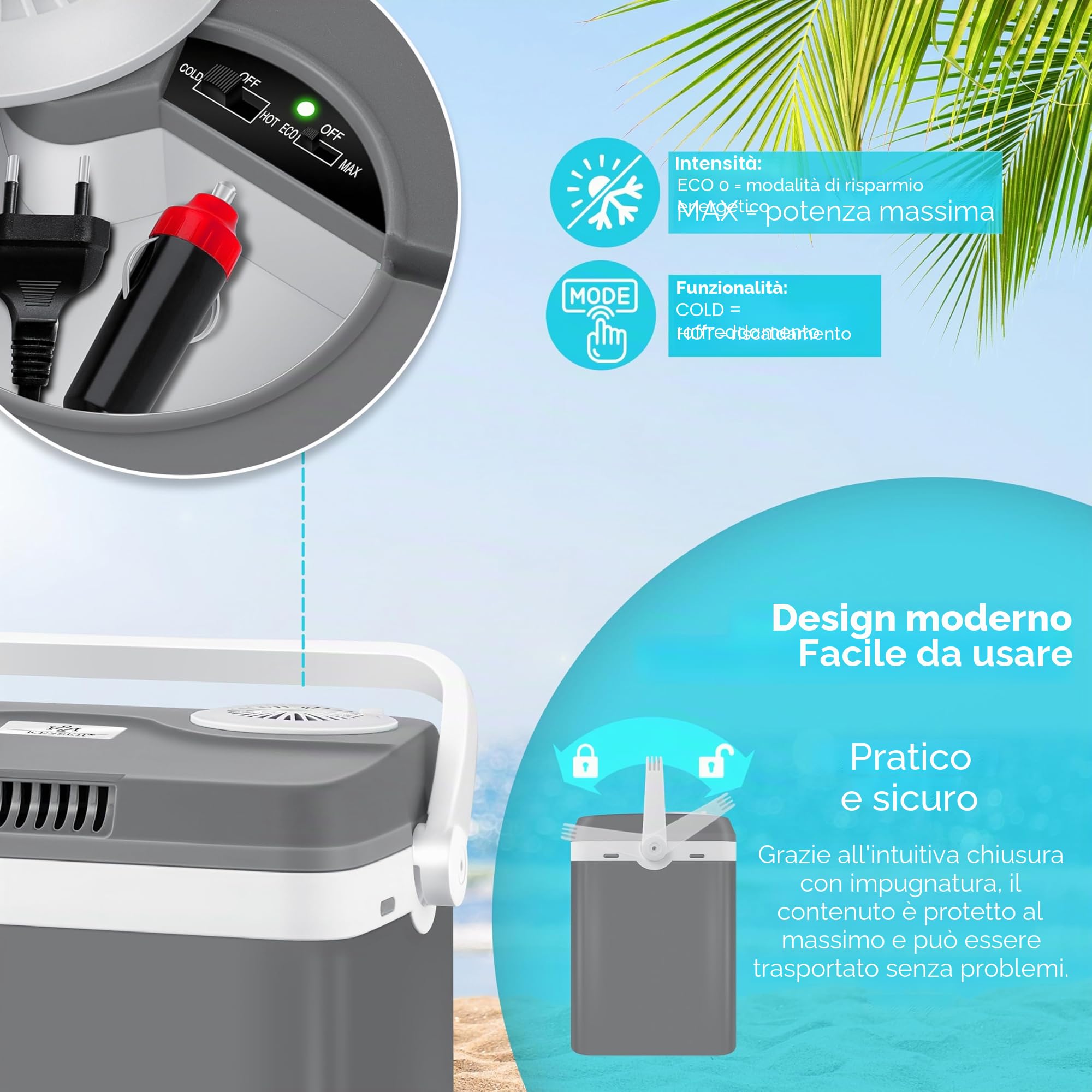 KESSER® Frigorifero 32 Litri | Raffreddamento e Riscaldamento | Frigorifero termoelettrico 12 Volt e 230 Volt | Minifrigo | per Auto e Campeggio |incl. Pacchetti di raffreddamento | EEK A++