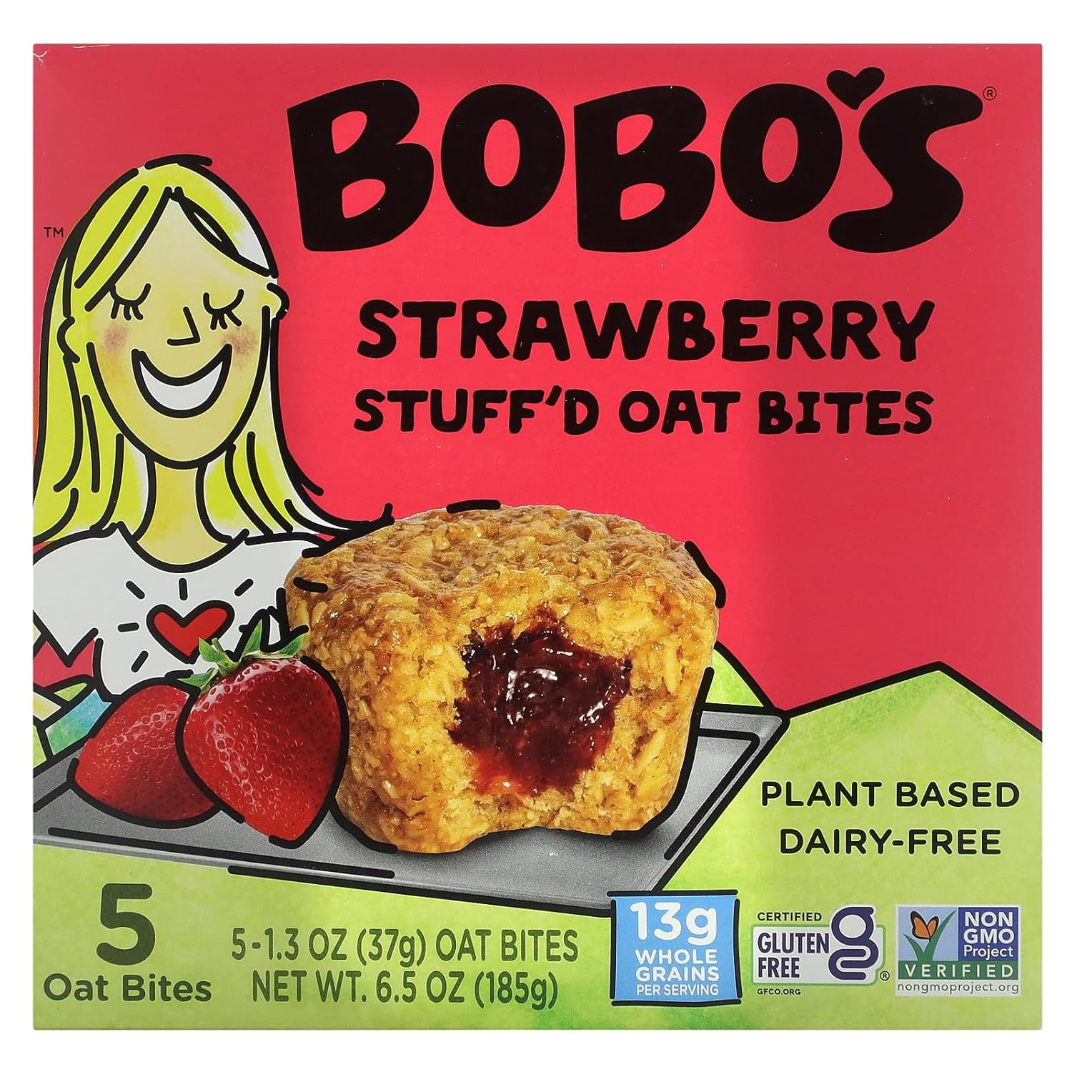 Generic Bobo.s Oat Bars Strawberry Stuffed Bites 5Pc Gluten Free - 6.5 oz (Pack of 6)