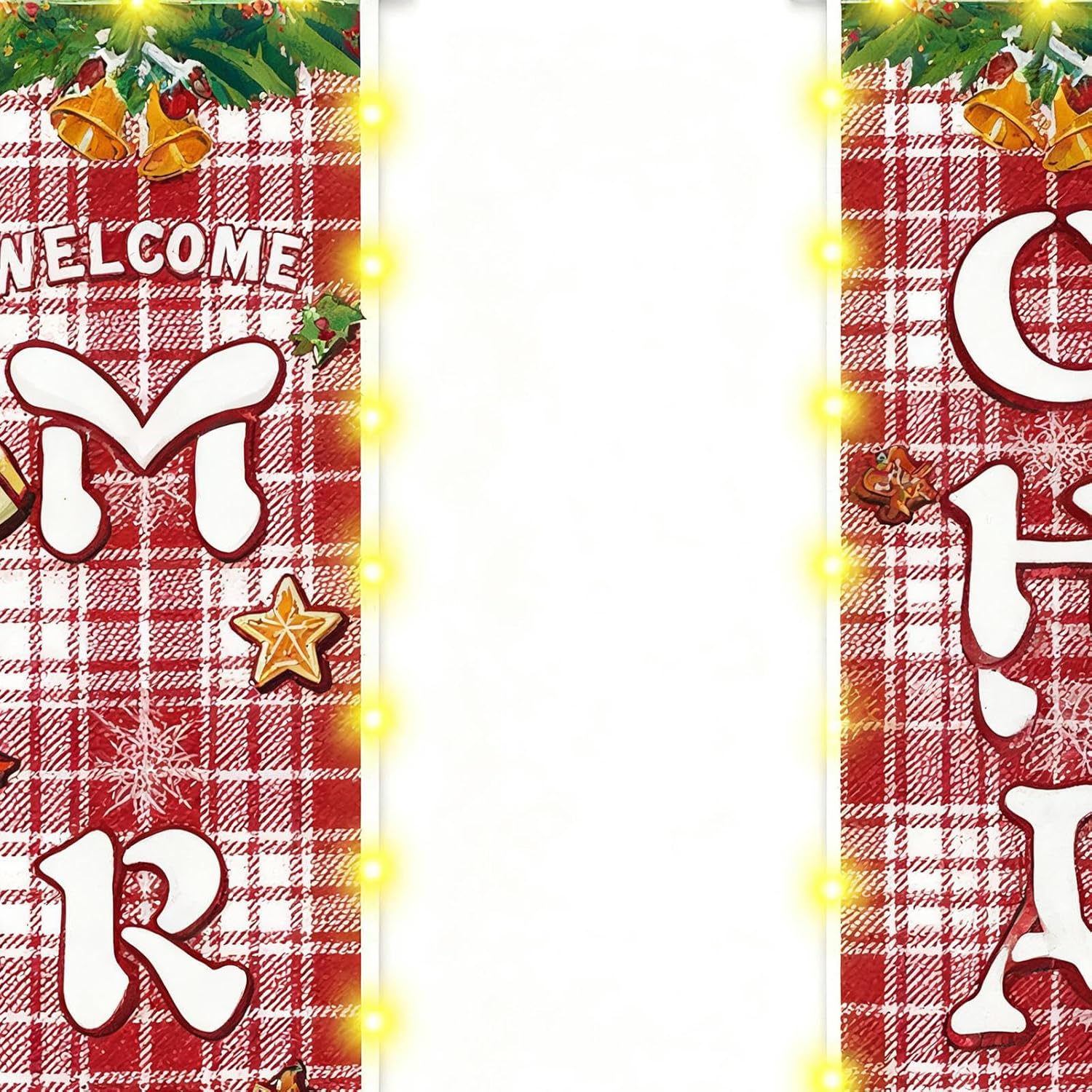 Christmas Door Banner - LED Holiday Door Decoration, Outdoor Indoor Front Yard Patio Banner with Bright Lights, Festive Winter Decor, Family Gathering Photo Background, Easy Setup and Material