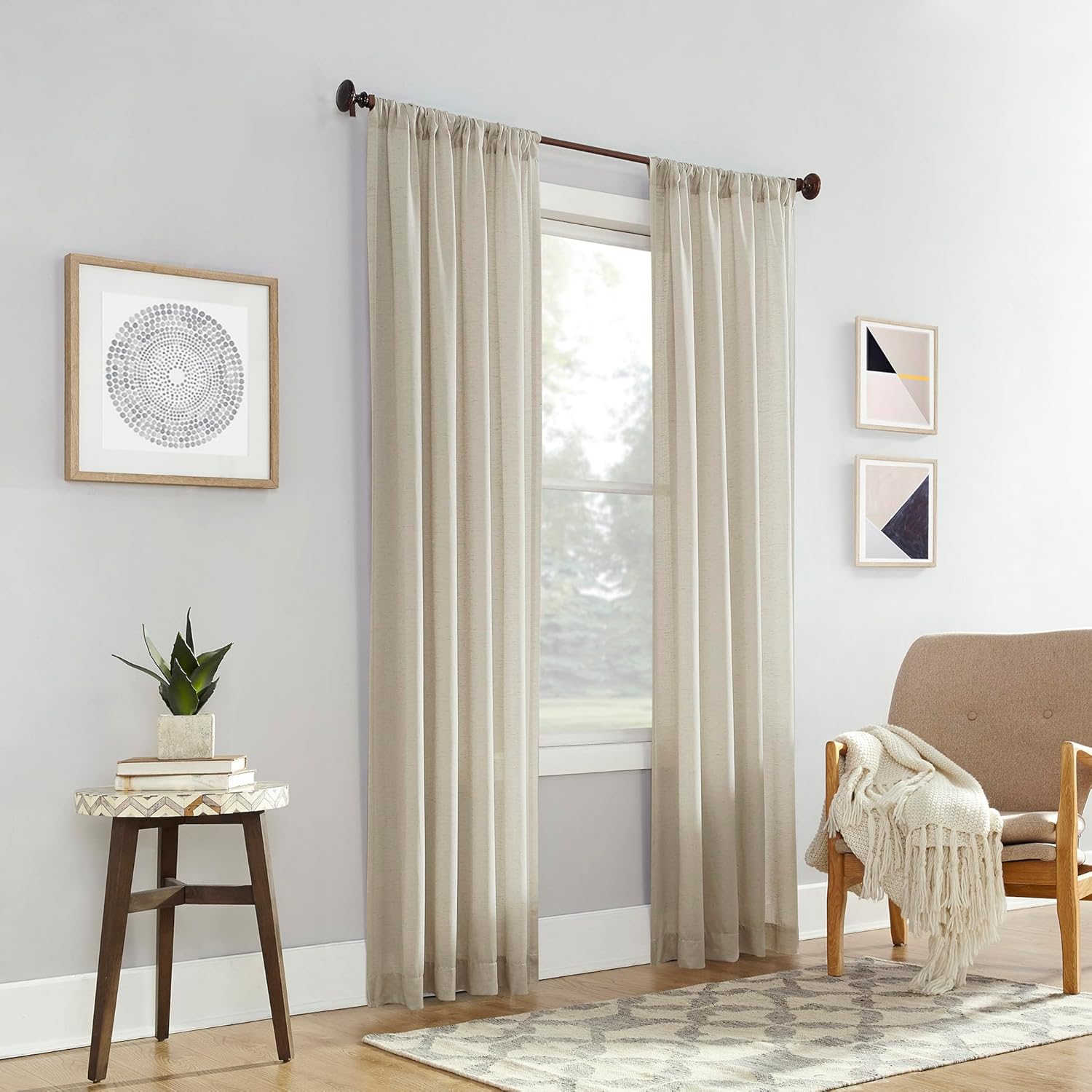 No. 918 Amalfi Linen Blend Semi-Sheer Rod Pocket Curtain Panel, Ivory, 54" W x 120" L (1 Panel)