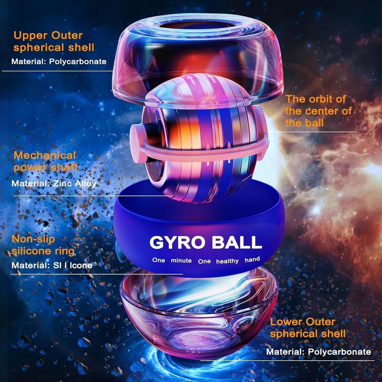 Torque Ball Hand Exerciser - Self-Starting Wrist Power Gyro Balls with Auto-Start Colorful LED Lighting, 2026 Internal Resistance System Torque-Ball