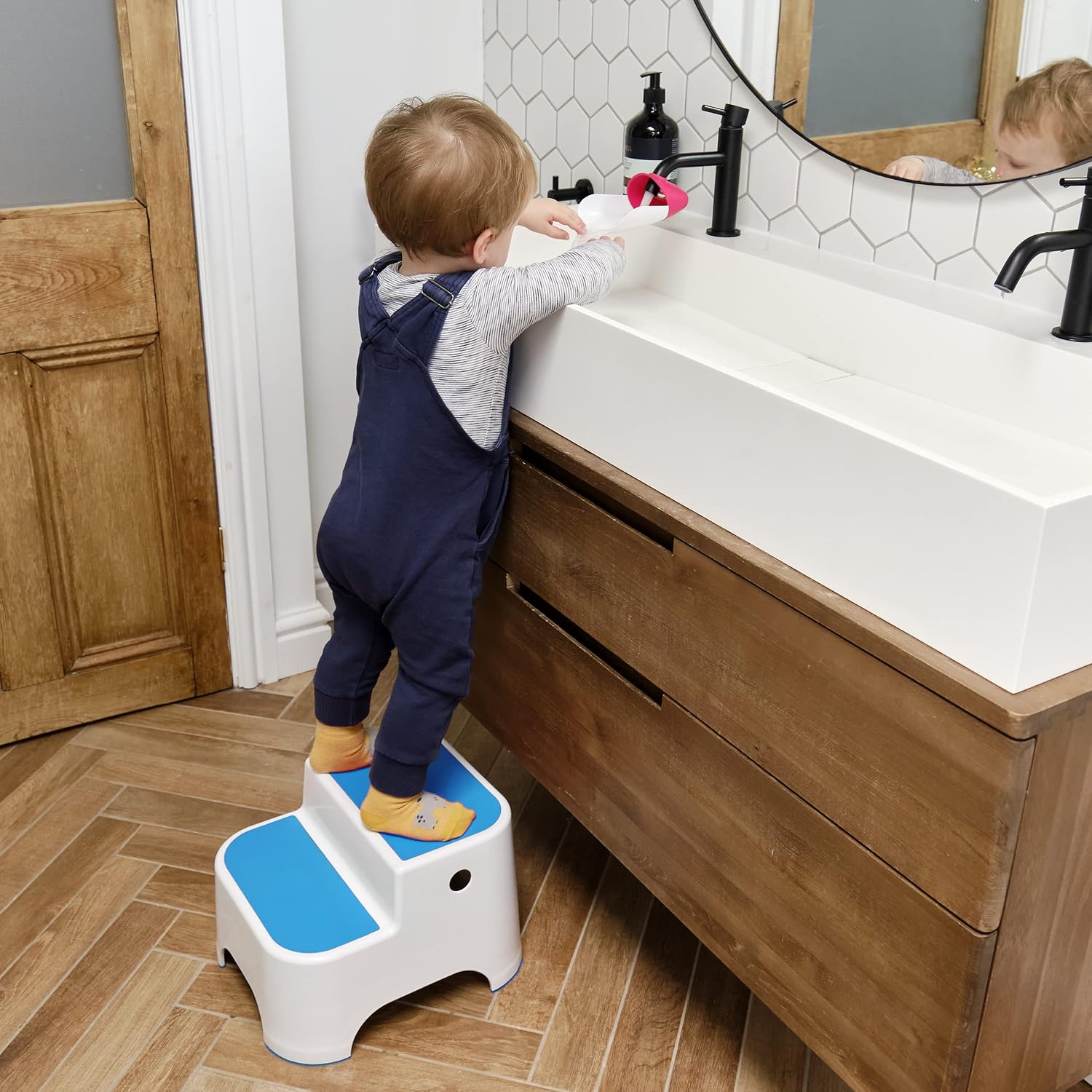Prince Lionheart Dual Height UPPY2 Step Stool, Perfect Step Stool for Potty Training and in The Kitchen to Wash Hands, Grippy Non-Slip Top, Sturdy Base with Non-Slip Feet, (Pack of 2)