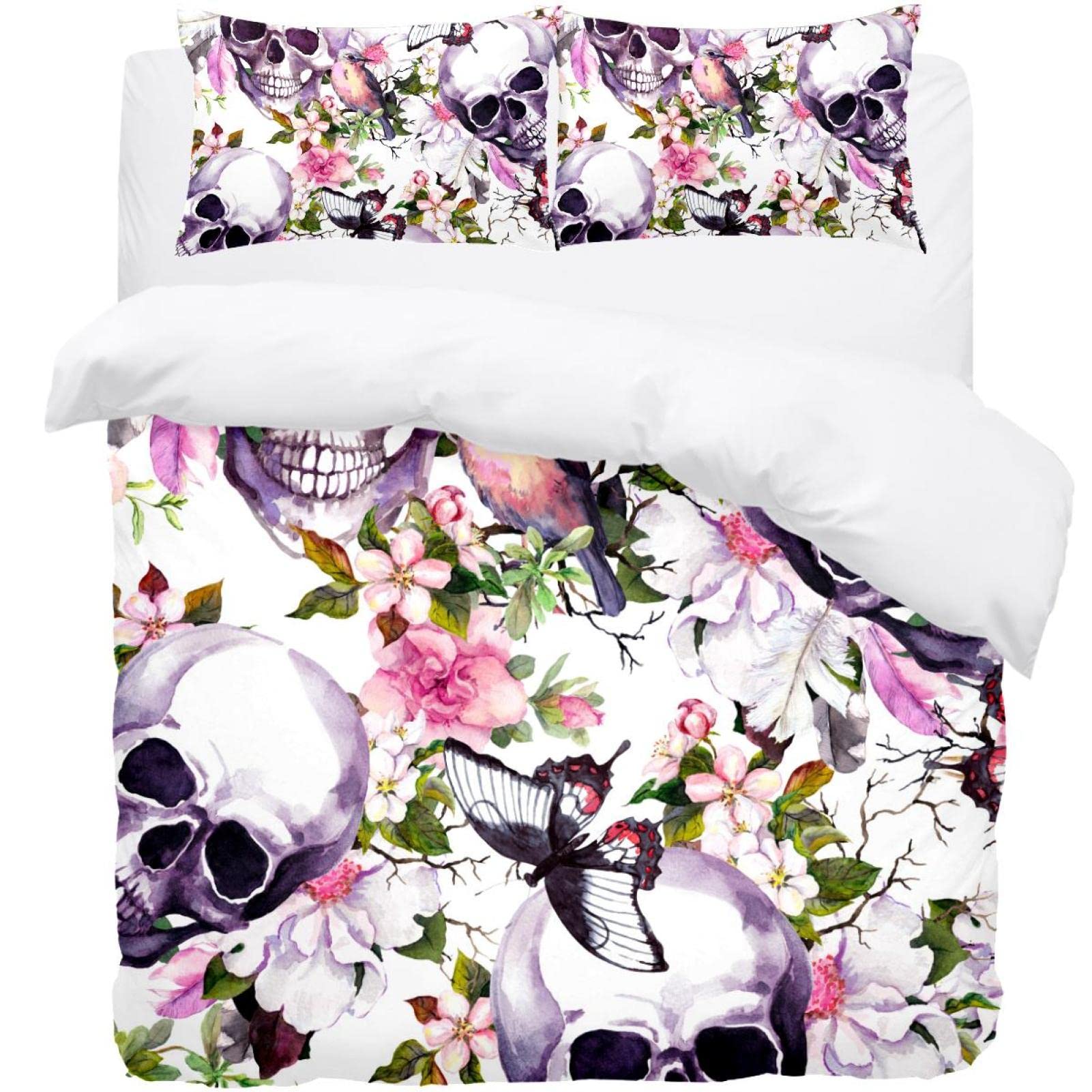Parure de lit douce pour en finir avec les draps rêches motif papillon et tête de mort original