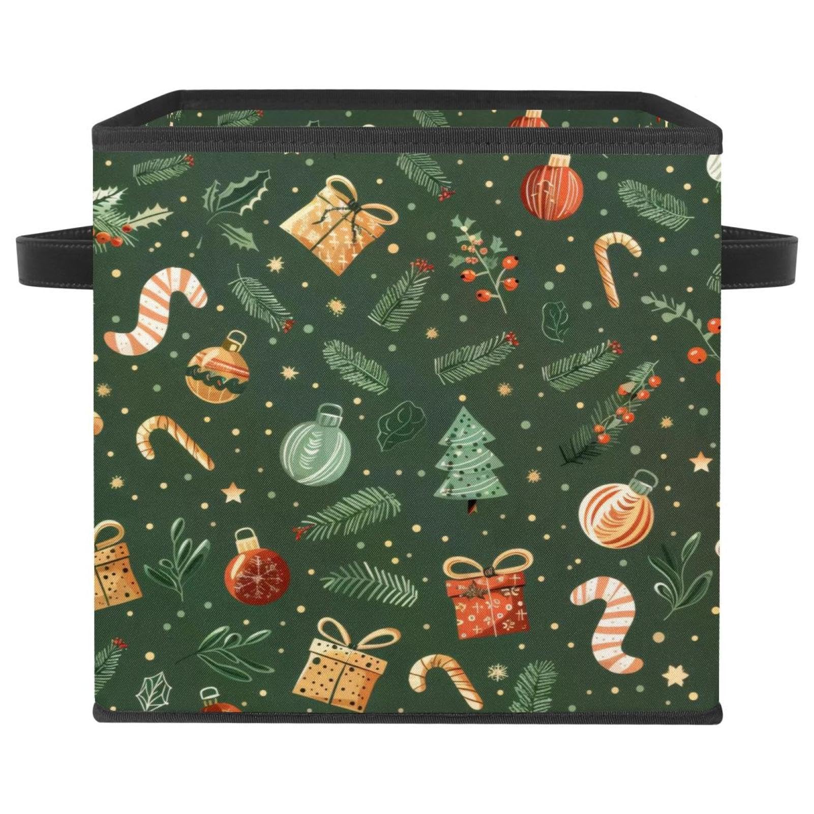 Boîte de rangement de fond de Noël en tissu Oxford pliable avec double poignées