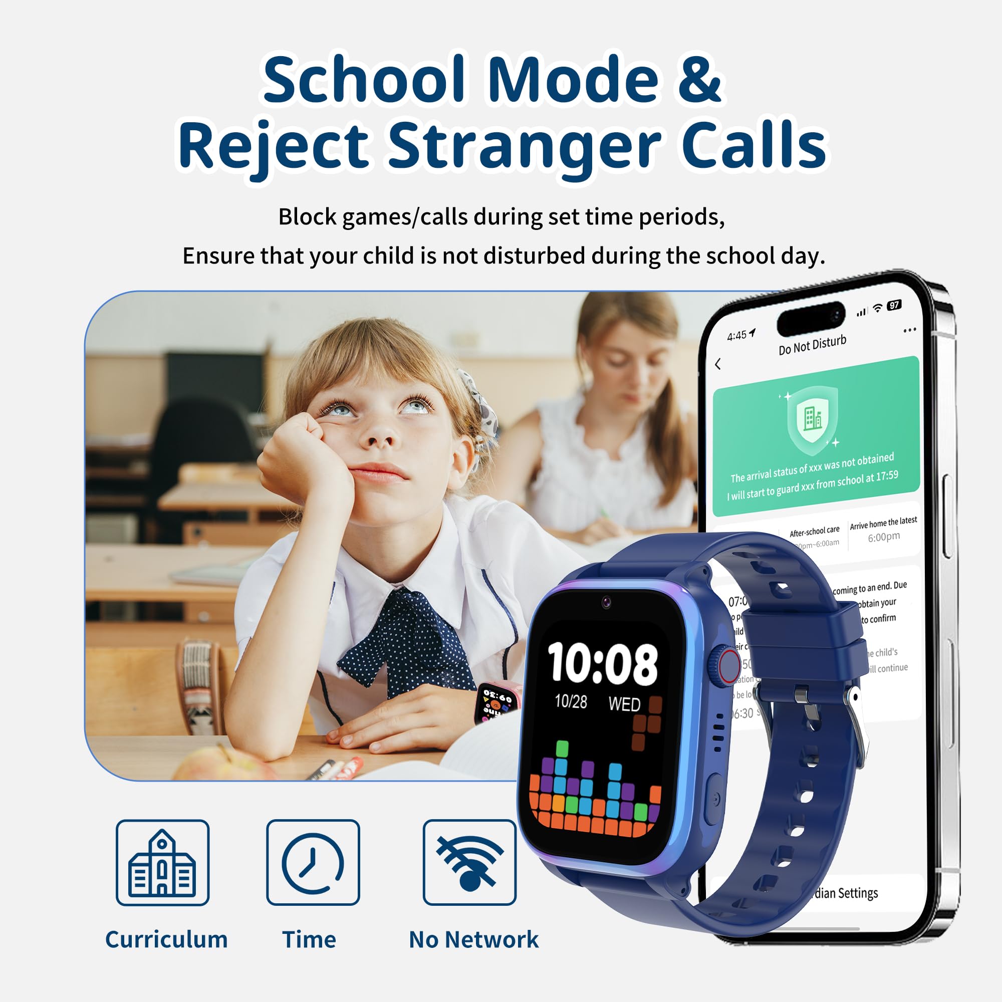 4G Smartwatch Bambini con GPS e Videochiamate, Orologio Telefono con SOS | Localizzatore WiFi e LBS Batteria 700mAh Modalità Scuola Chat Vocale Torcia Sveglia IP68 Regalo per Ragazzi Ragazze 5-12 Anni