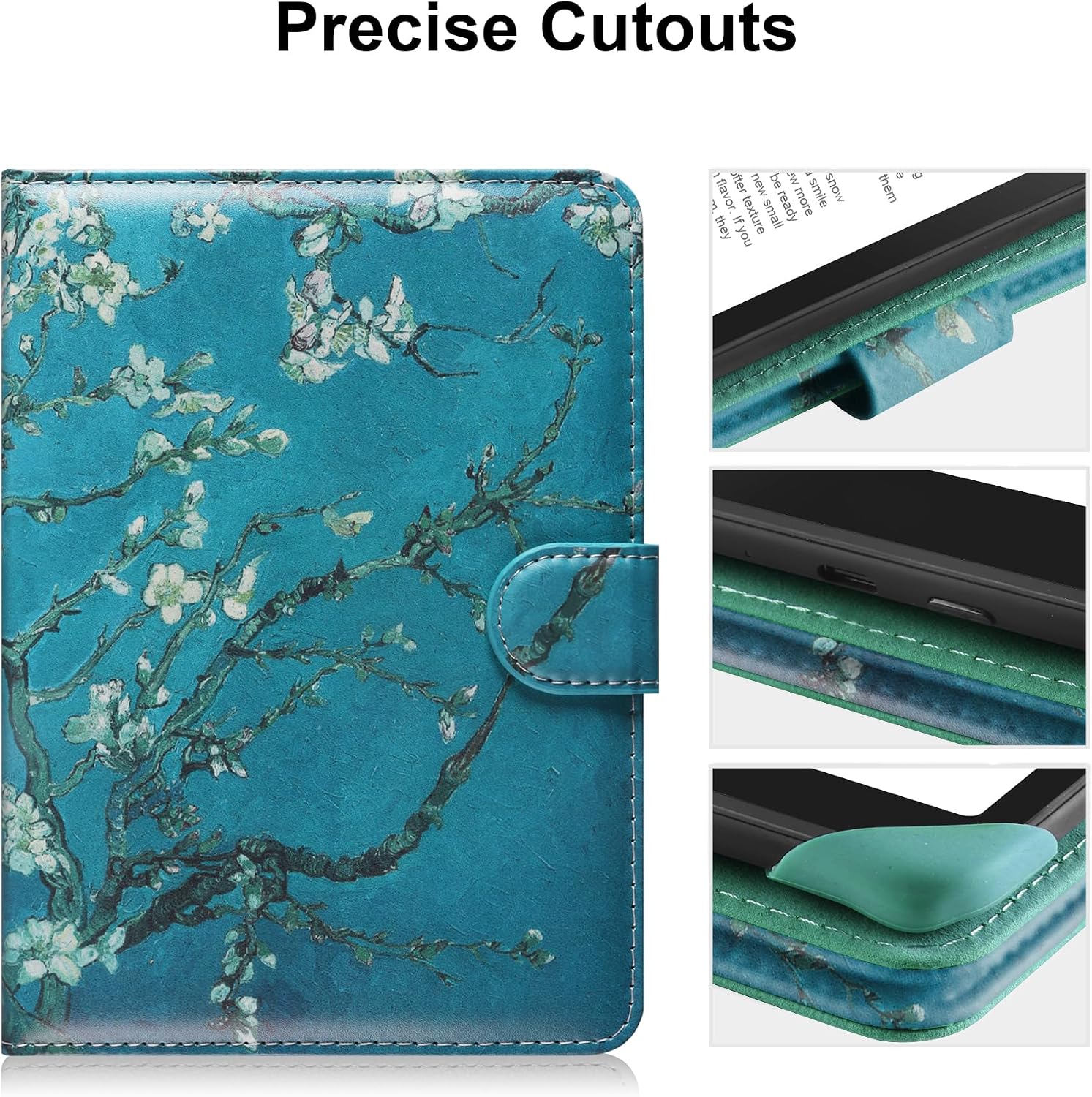HoYiXi Universal Case for 6-inch Kindle eReader Compatible with Kobo/Voyaga/Pocketbook/Tolino E-Book Reader,6'' eReader Protective Cover with Built-in Card Slot,Flower