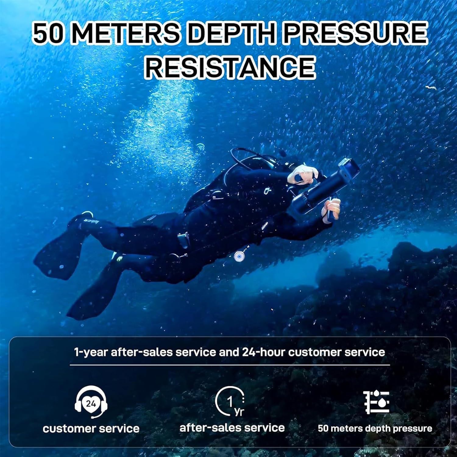 Underwater scooter, portable underwater propulsion device, with bracket for transport cameras, depth of 40 m, 3 -speed adjustments for snorkeling, free diving, underwater diving 6