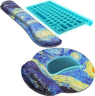 KTRIO Ergonomic Keyboard Wrist Rest, Memory Foam Mouse Pad with Wrist Rest for Computer Keyboard, Mouse Pad Set for Easy Typing & Pain Relief for Office & Home, Starry Night